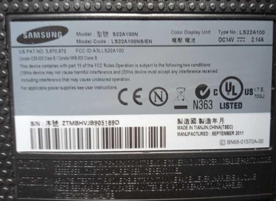 monitor komputerowy Samsung S22A100N, 22 cale