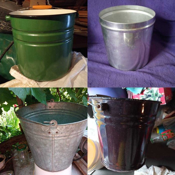 Эмалированное ведро, Оцинковочное ведро и Алюминиевая ёмкость 4 л