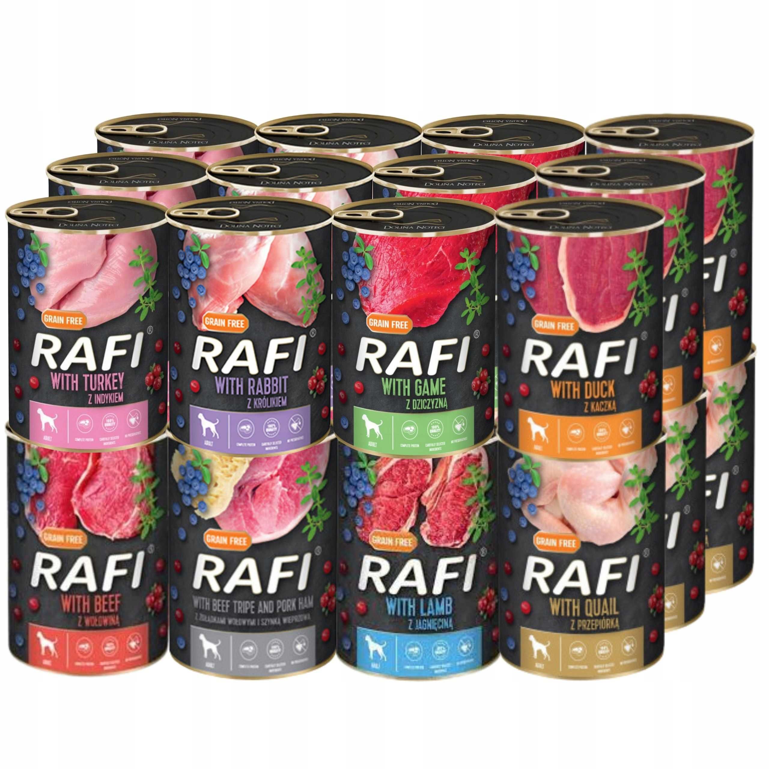 Puszka Rafi DOLINA NOTECI dla psa 24 x 400g mix 6 smaków