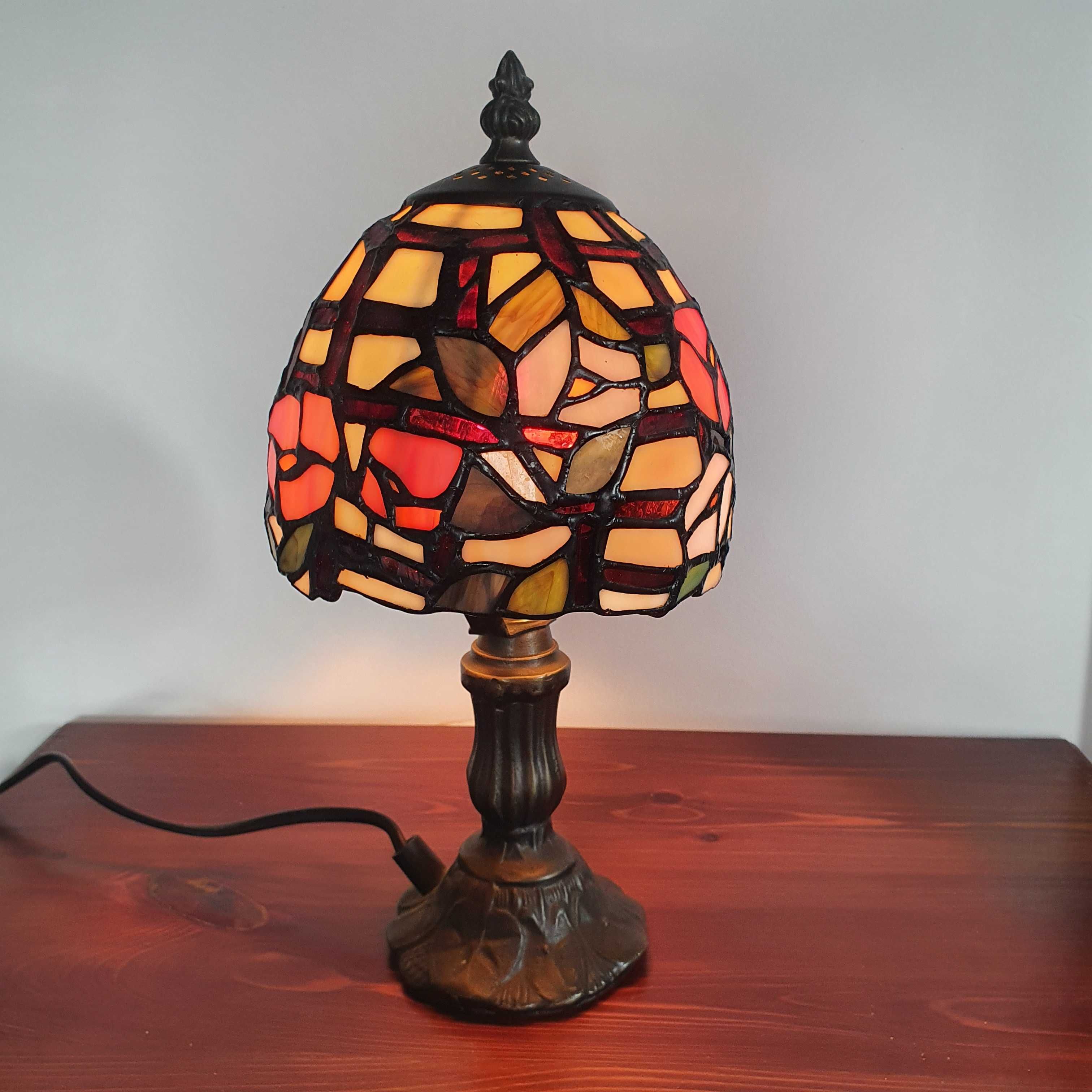Lampka nocna witrażowa styl Tiffany vintage 31 cm