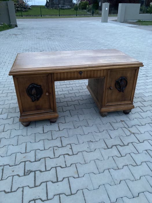 Antyk stare duże rzeźbione biurko gabinetowe vintage