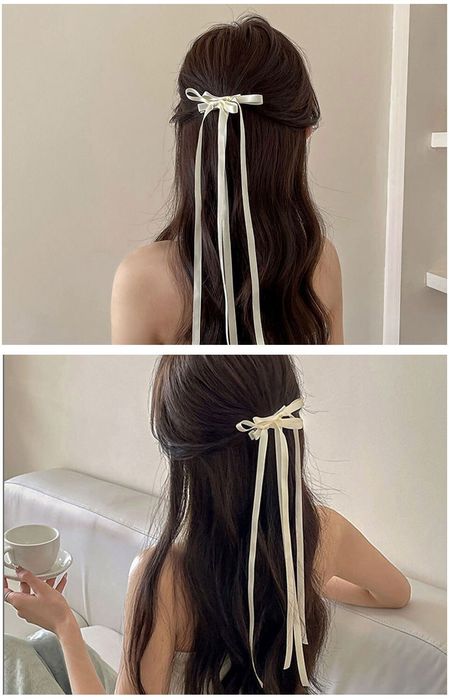 Kokarda wstążka do włosów ecru - śmietankowy