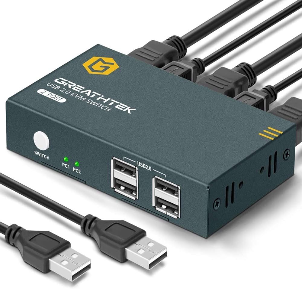 GREATHTEK HDMI KVM-переключатель 2 порта, USB2.0, Ultra HD 4K