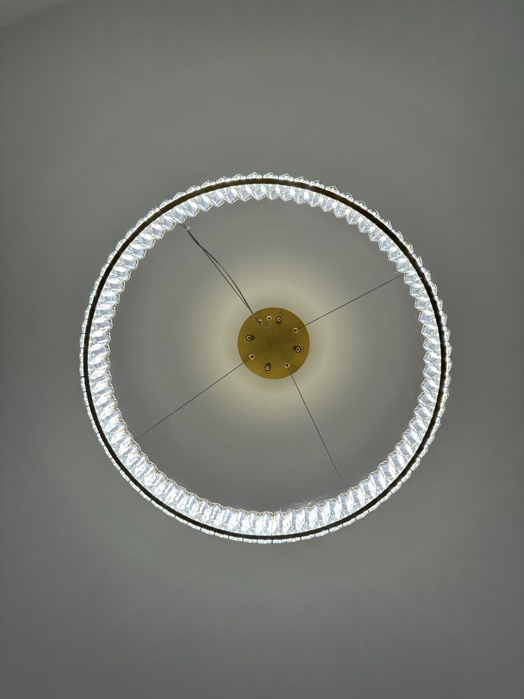 Kryształowa lampa wisząca LED 60cm żyrandol złoty Vildevik