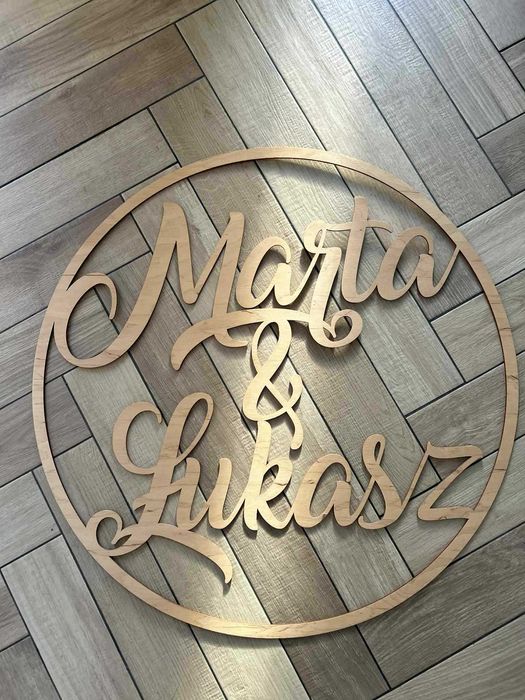 Koło drewniane 70 cm Ślub Marta i Łukasz