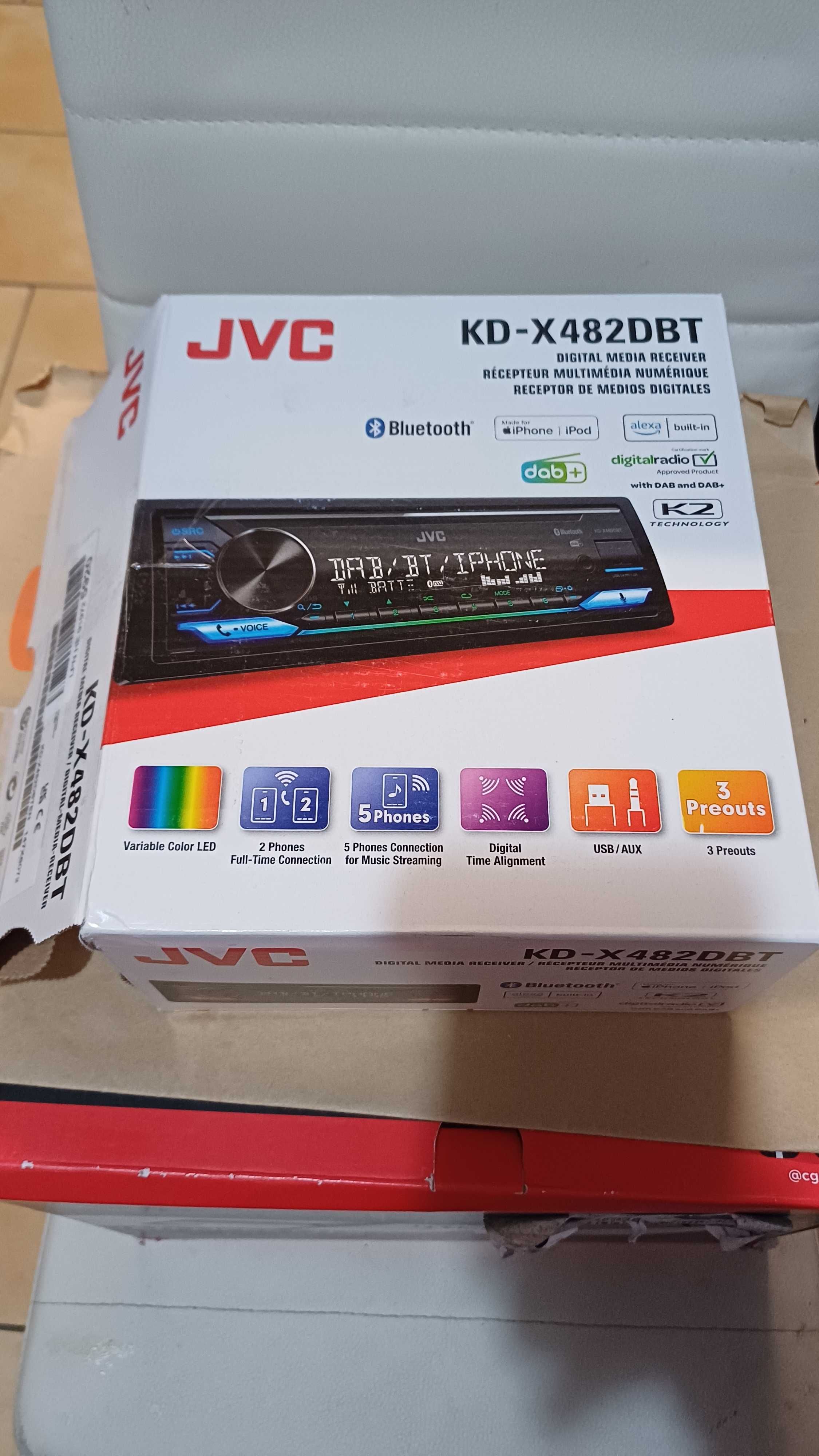 JVC KD-X482DBT Radio samochodowe AUX DAB / DAB+ Bluetooth VarioColor.