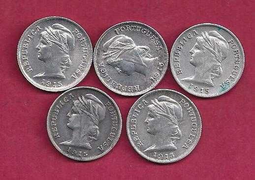 MOEDAS Prata 10 Centavos  1915    5 Moedas de Prata
