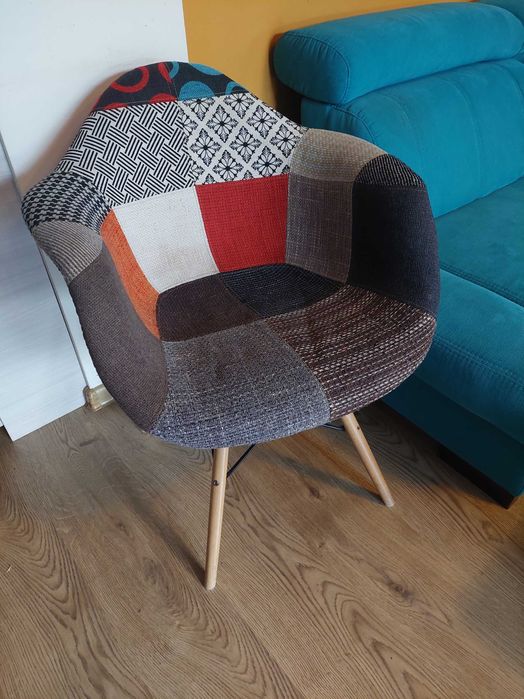 Krzesło fotel patchworkowe