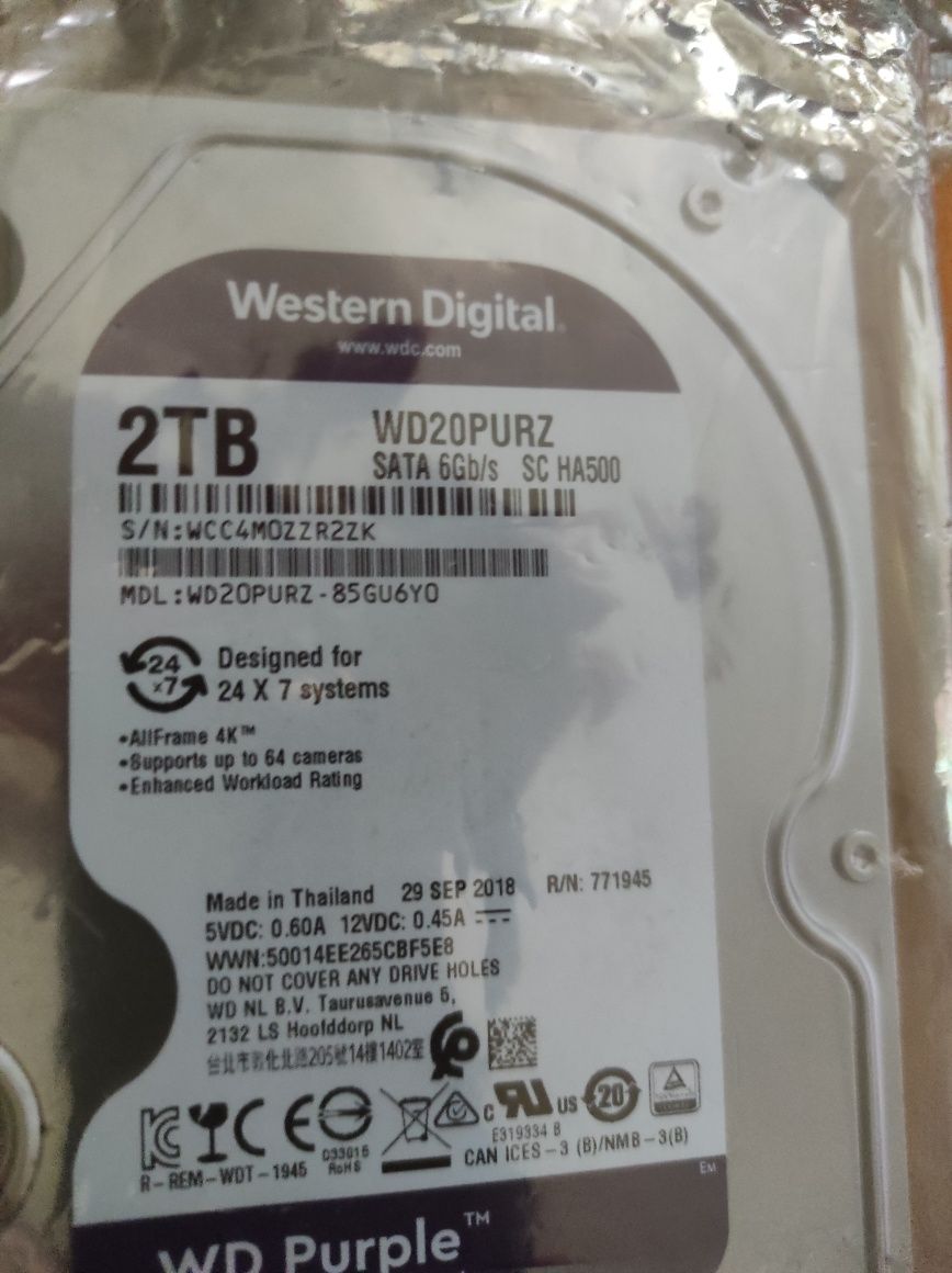 Продам жорсткий диск ,western digital 2tb wd20purz 2018