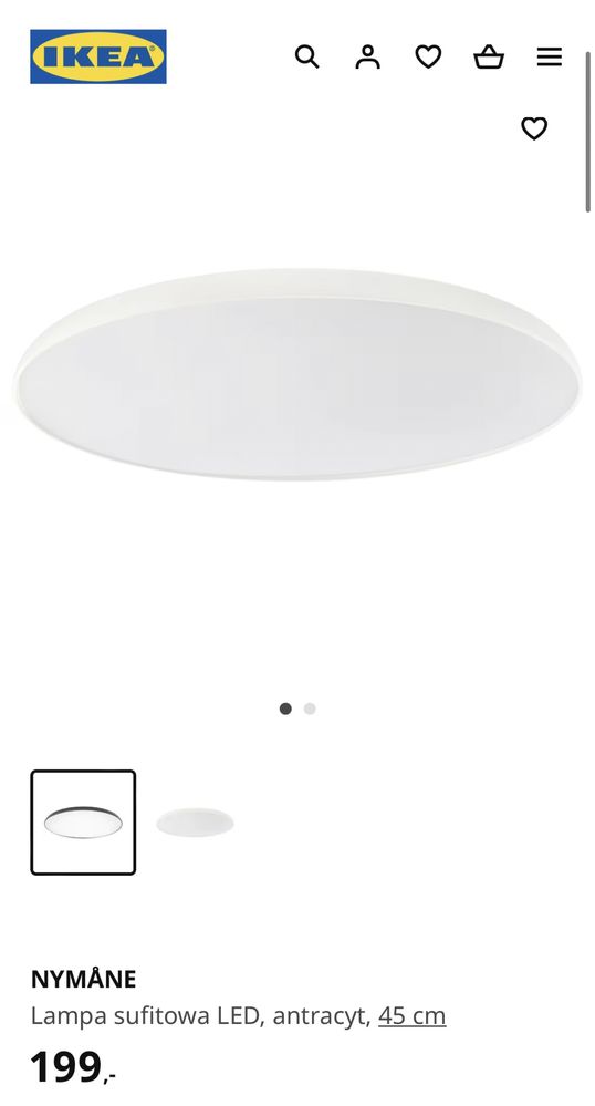 Ikea NYMÅNE Lampa sufitowa LED, biały, 45 cm