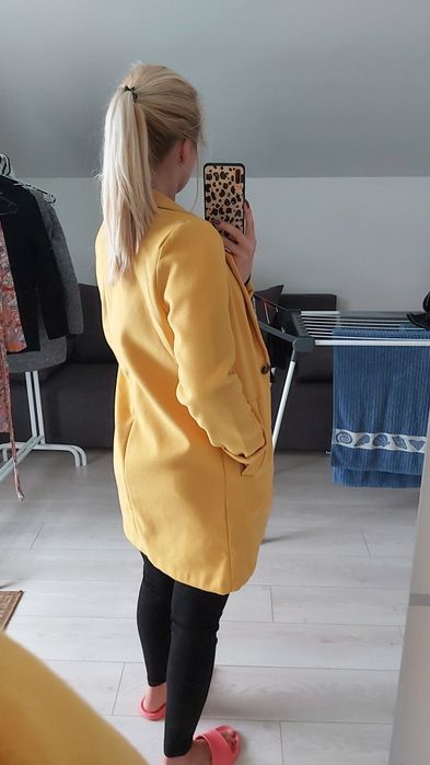 Płaszcz wiosenny jesienny h&m żółty musztardowy