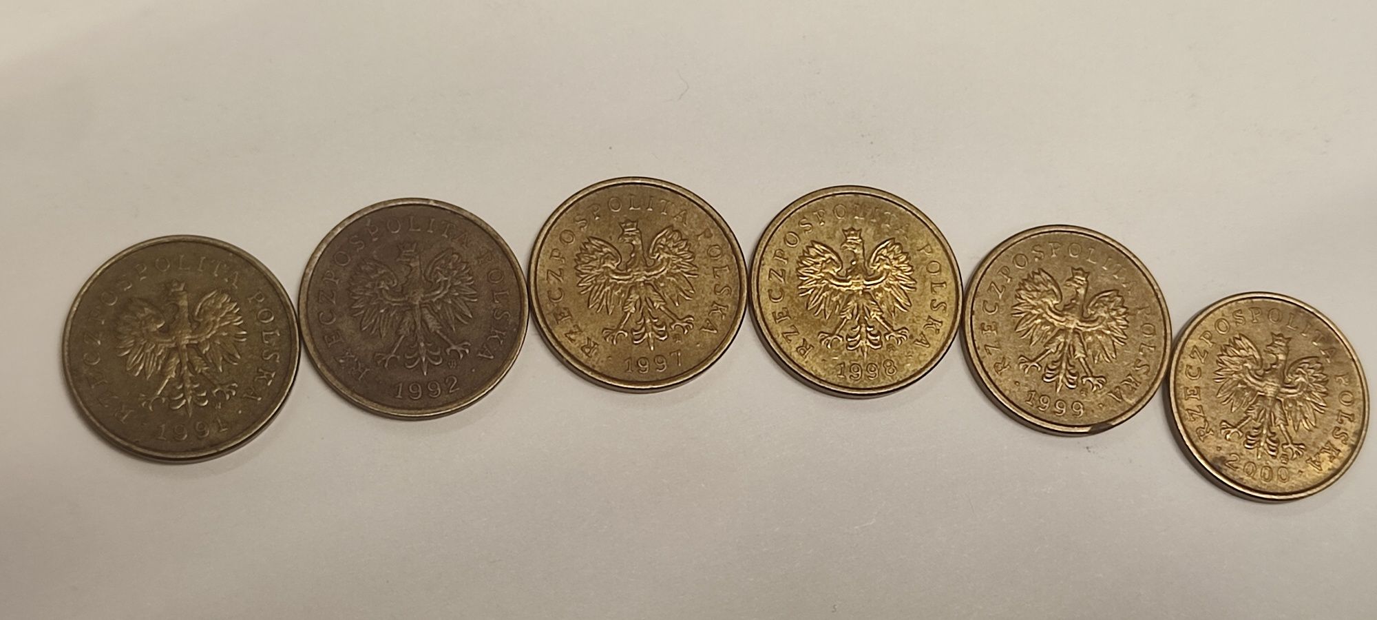 Monety 2gr,rok 91,92,97,98,99 i 2000