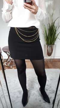 Spódnica damska mini materiałowa czarna z łańcuszkiem S