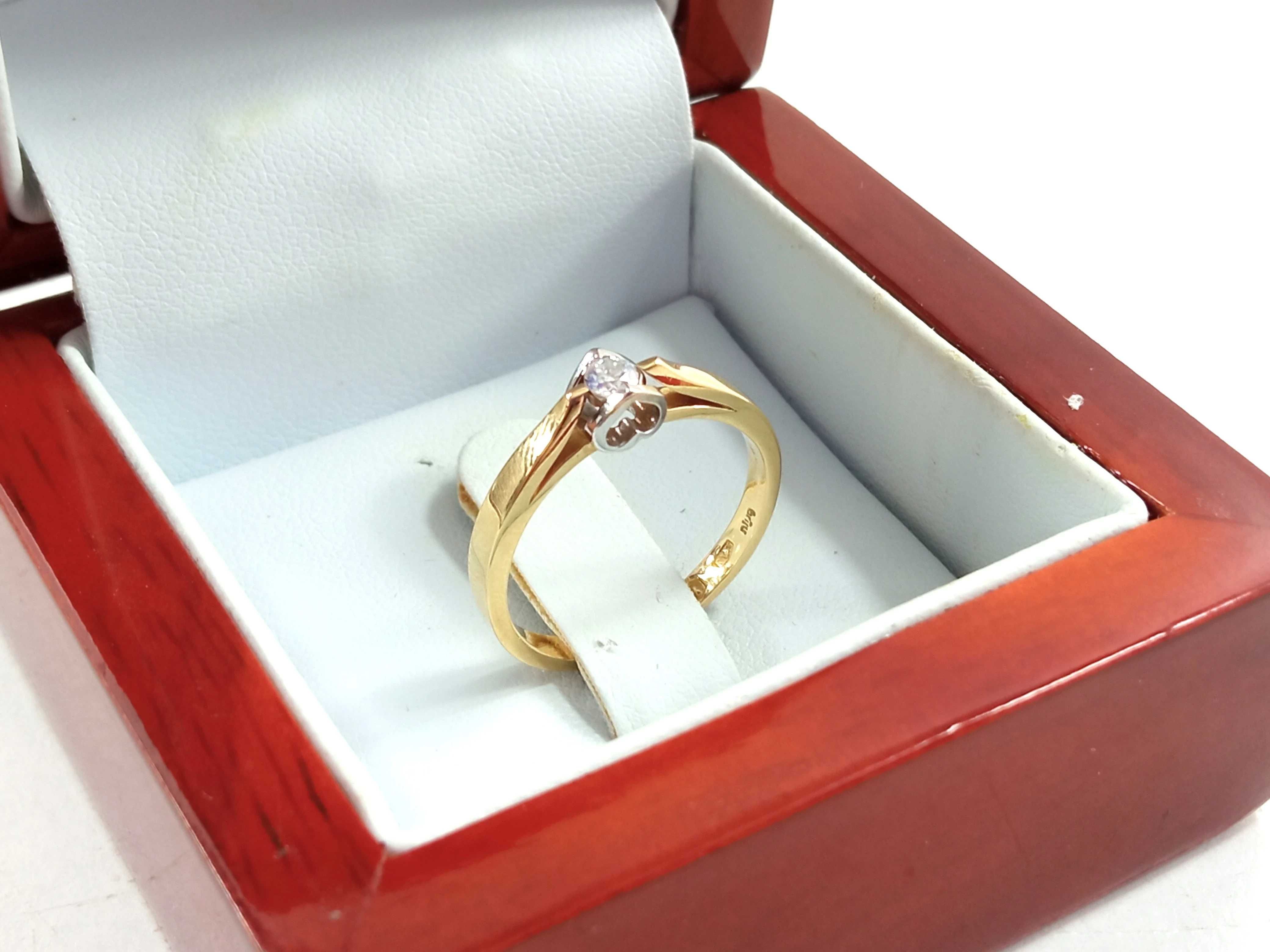 Złoty pierścionek brylant 0,08CT 585 14K R14 2,16
