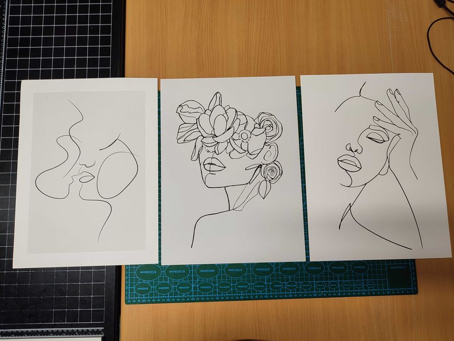 Zestaw 3 plakatów 30x40 komplet do ramki Twarze linia kobieta OUTLET