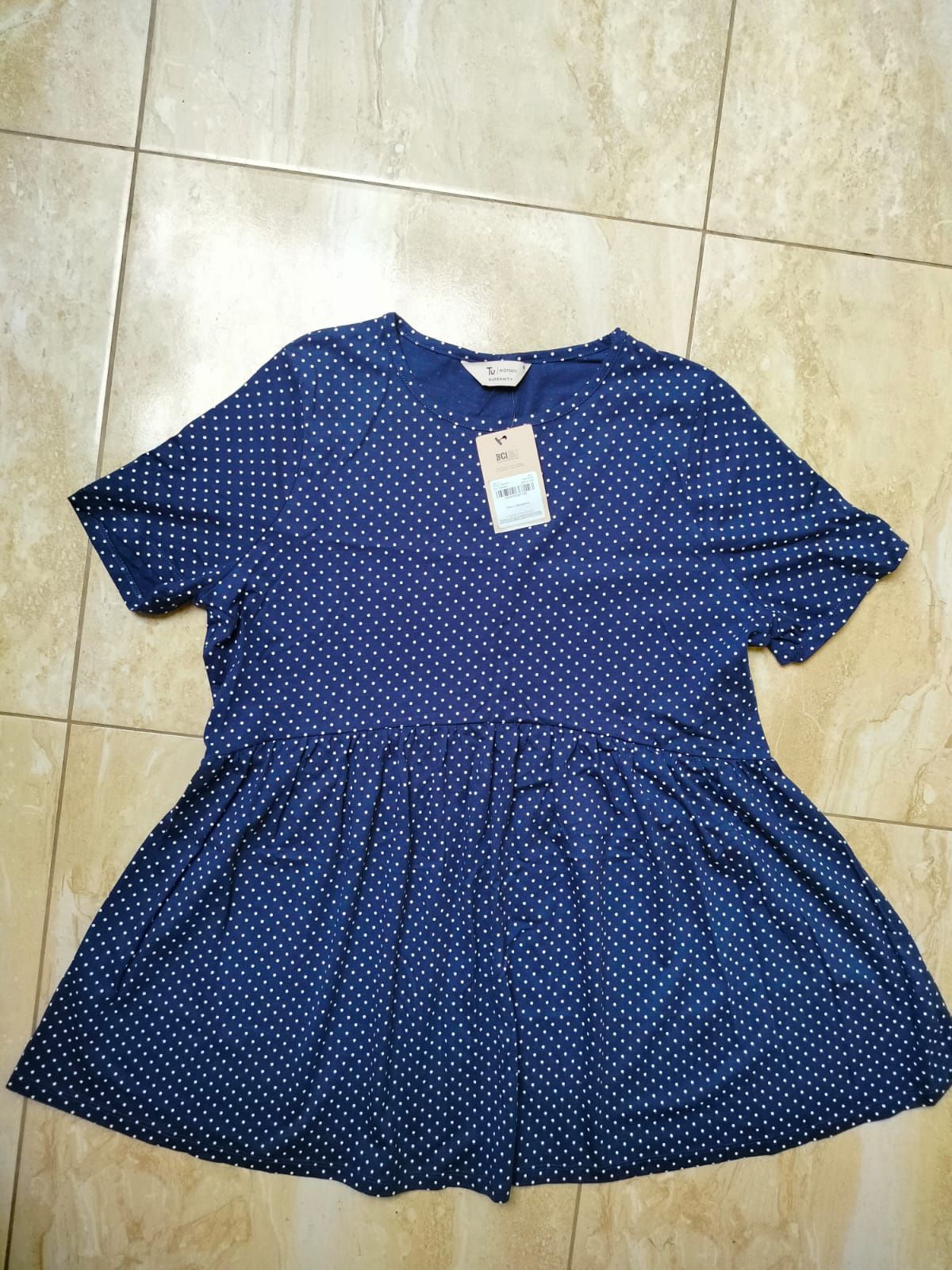 Tunika bluzka ciążowa granatowa w groszki tu Maternity 38