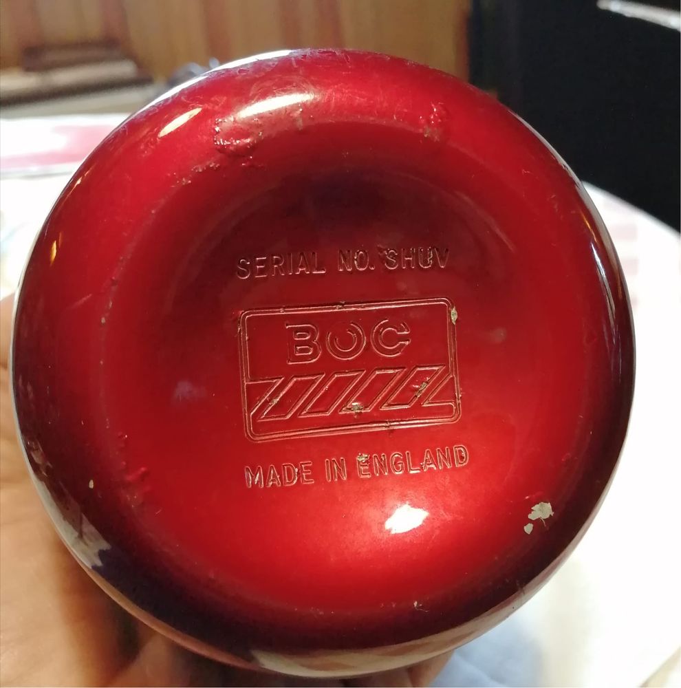 Um sifão de refrigerante original dos anos 1970 feito pela BOC