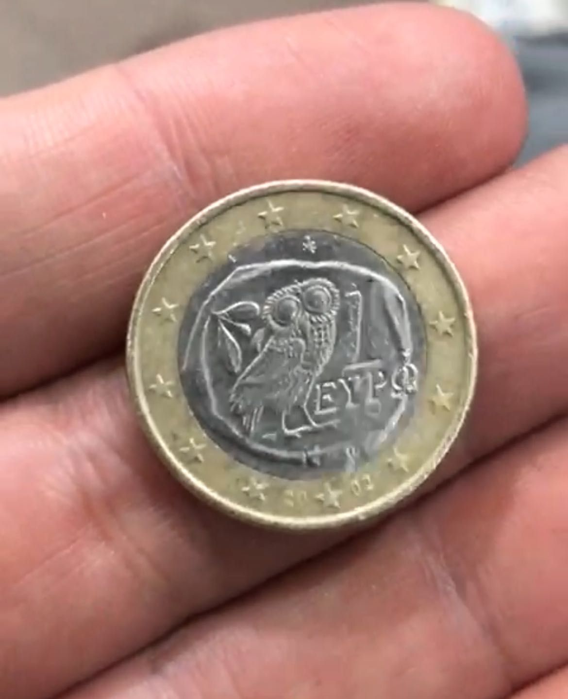 Moeda 1 euros coruja