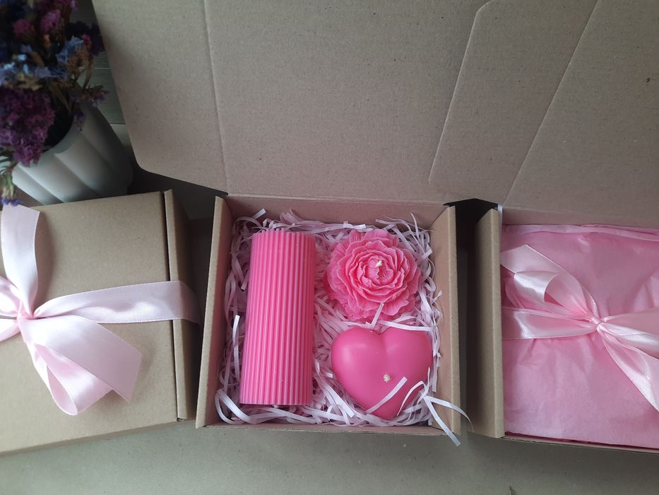 Подарунковий набір "For you"  свічки з оливкового воску ручна робота