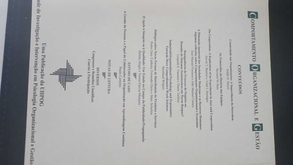 Livros "Comportamento Organizacional e Gestão" V. 1 e 2, N° 1 e 2