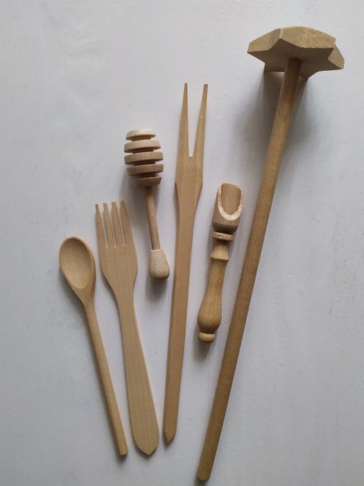 Przybory kuchenne drewniane sztućce łopatki mieszadełka