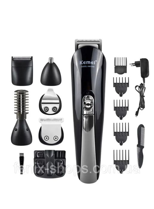 Машинка для стрижки та гоління 11 в 1 з насадками Kemei KM-600