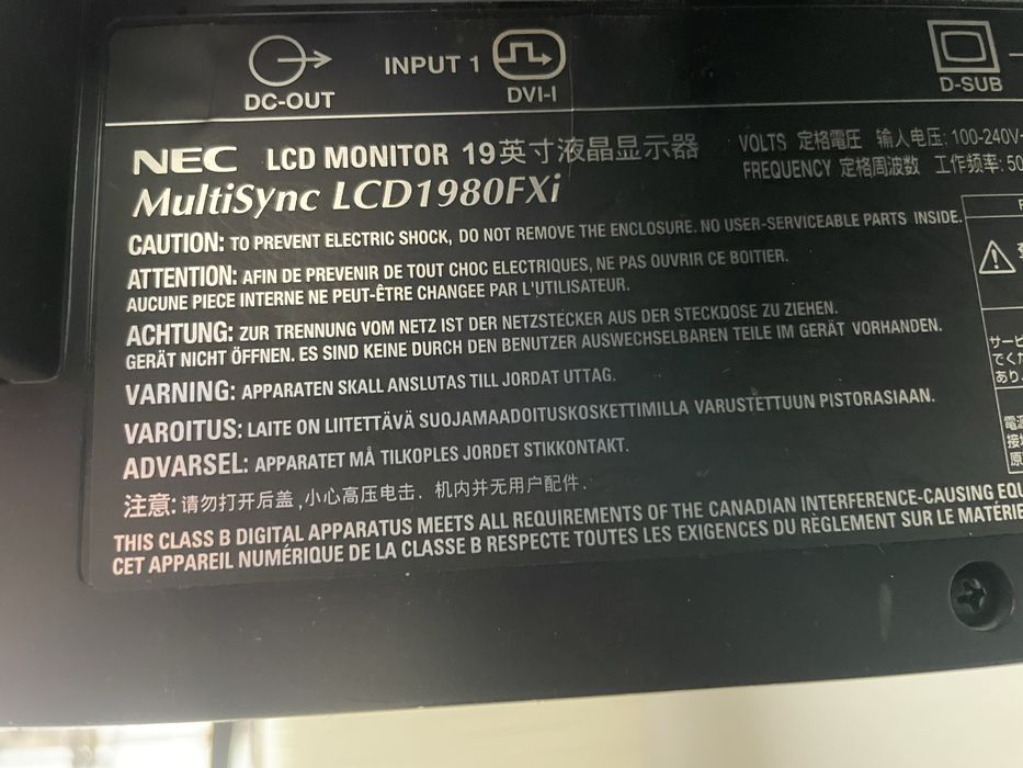 Monitor NEC MultiSync LCD1980FXi