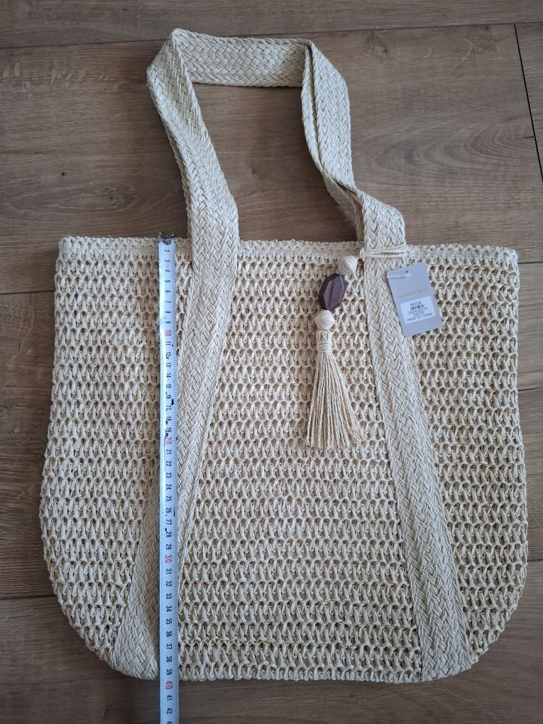 Torba słomkowa duża letnia boho shopperka plażowa miejska