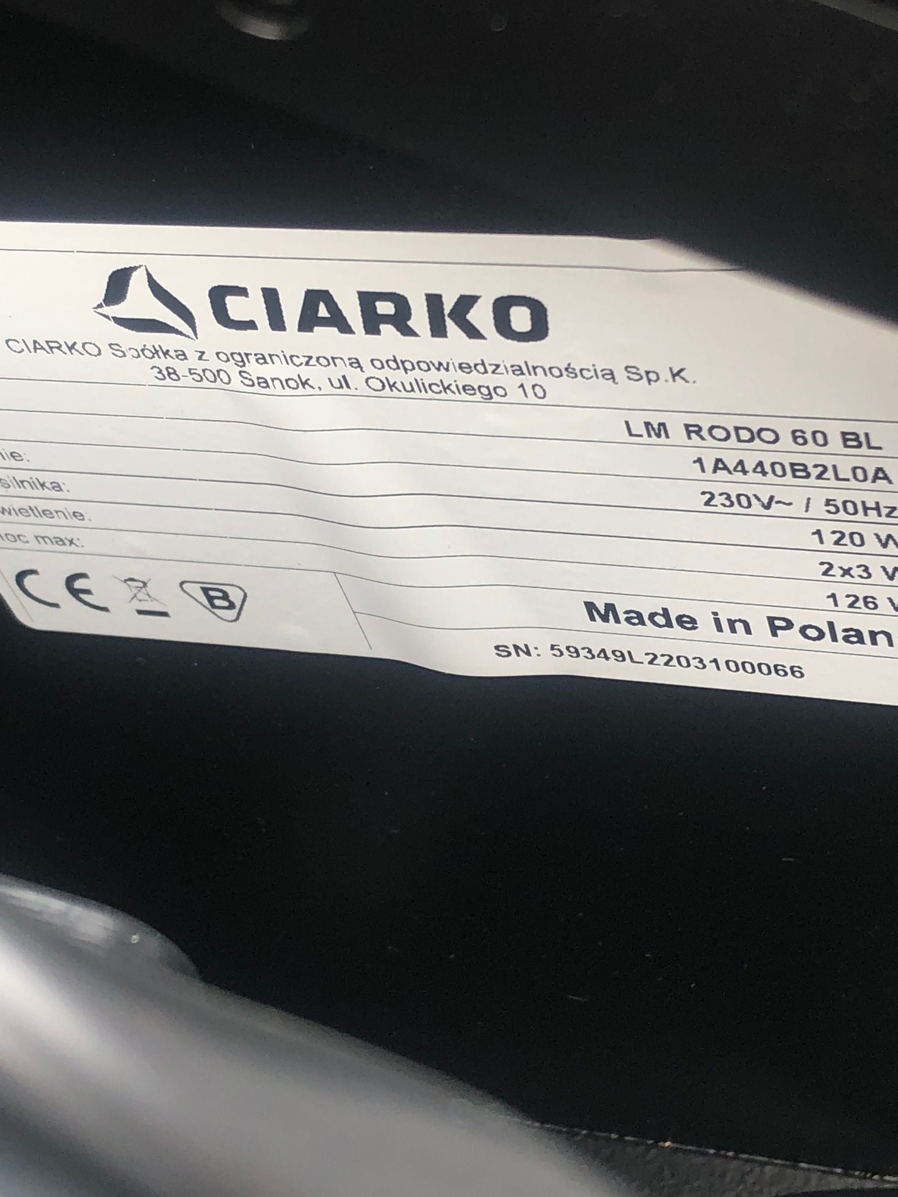Okap kuchenny Ciarko