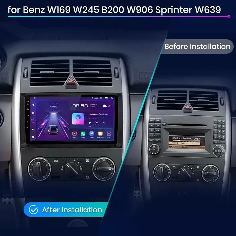 Rádio 9" android Mercedes Vito Sprinter B200 CARPLAY WIFI GPS 2/32GB