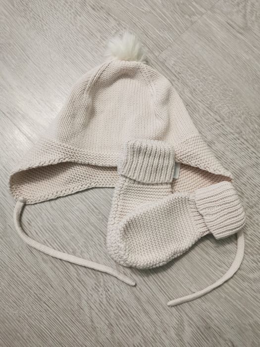 Czapka+rękawiczki dla dziewczynki H&M 74-80