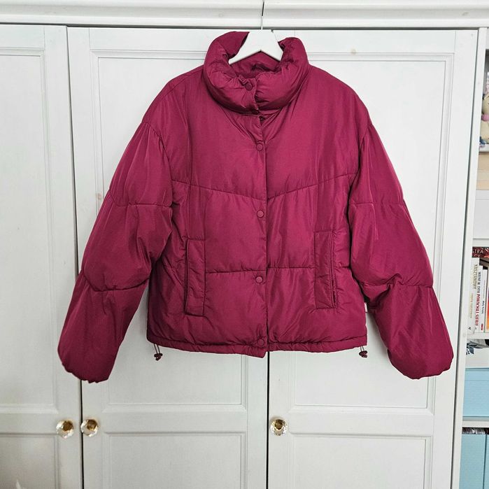 Kurtka puchowa zimowa burgundowa fioletowa