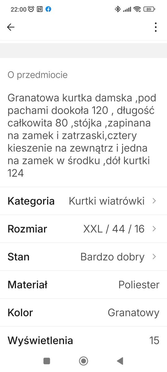 Kurtka wiosenna damska rozmiar 44 ,granat