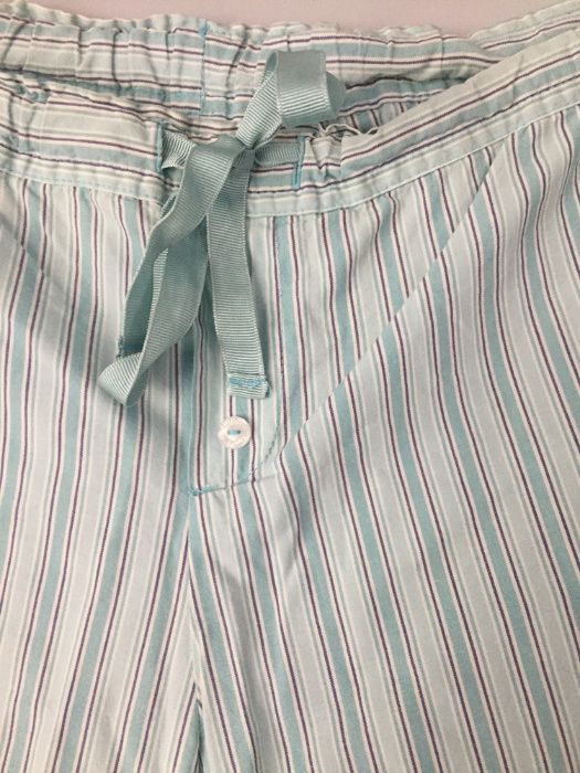 Bawełniane spodnie do spania miętowe w paski r. M/L Tchibo