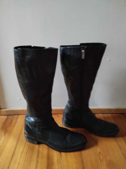 Kozaki RYŁKO , czarne oficerki, skóra rozm. 40
