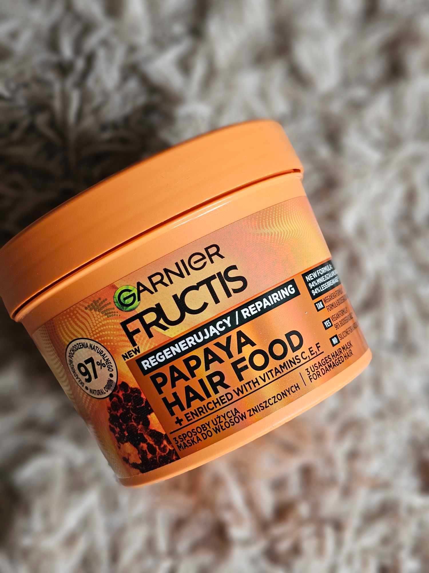 Regenerująca maska do włosów zniszczonych Papaya Hair Food Garnier