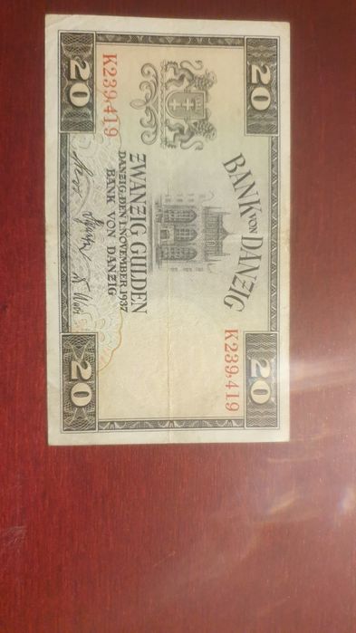 Banknot 20 guldenów z 1937 roku Rzadki
