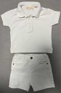 Zestaw koszulka t-shirt polo i spodenki szorty jeansowe Zara r.80