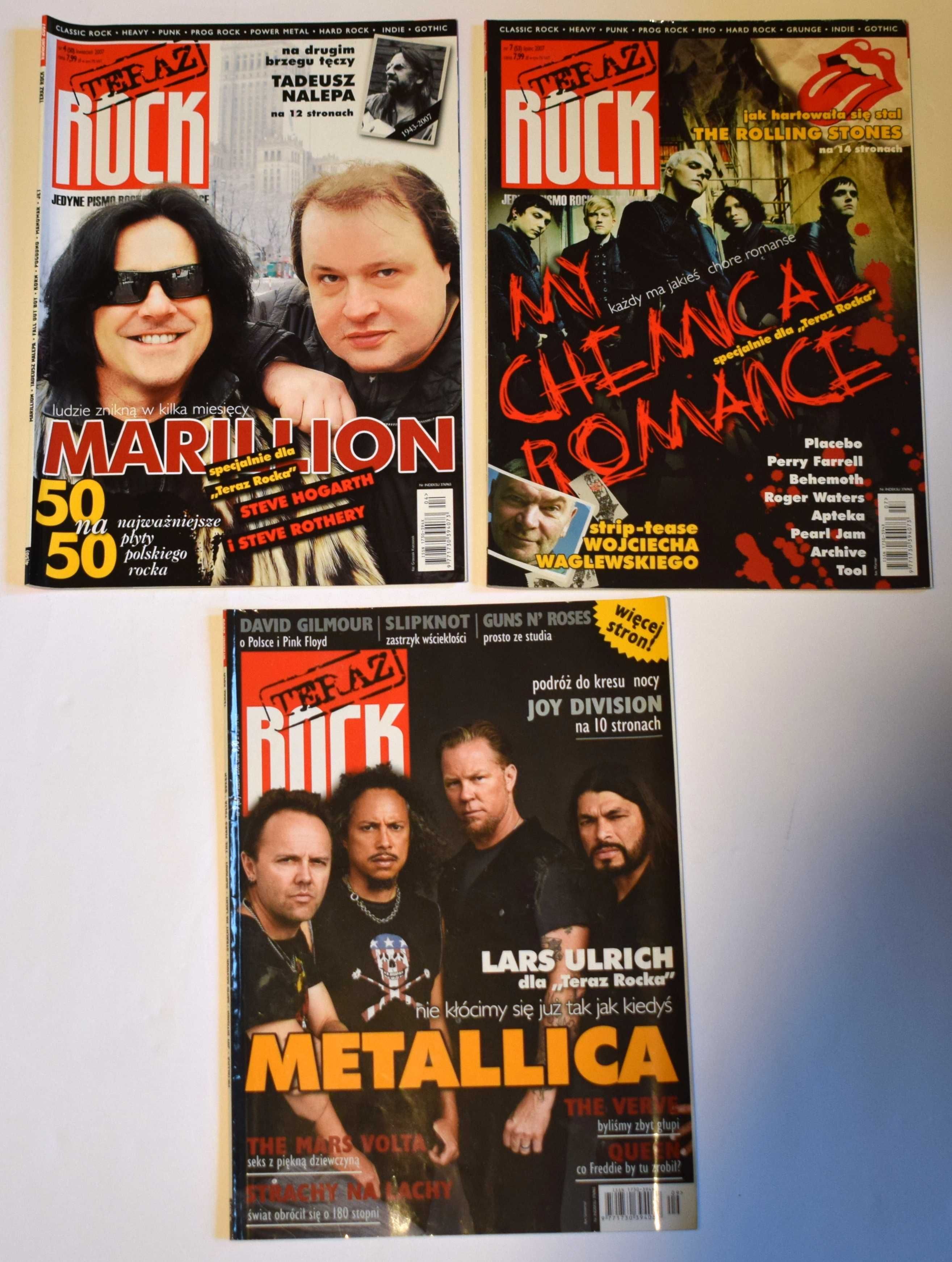 Zestaw trzech magazynów "Teraz Rock" 4/2007, 7/2007+9/2008