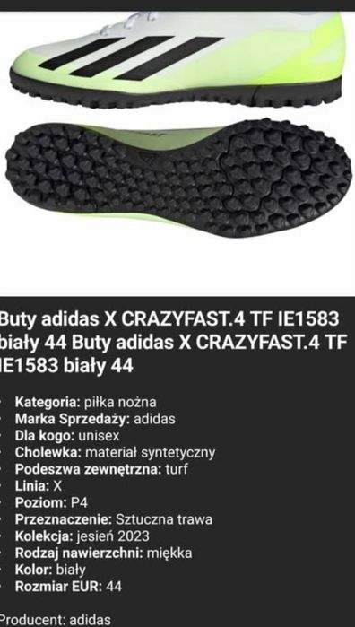 Buty sportowe rozm.44 Adidas X CRAZYFAST.4 TF
