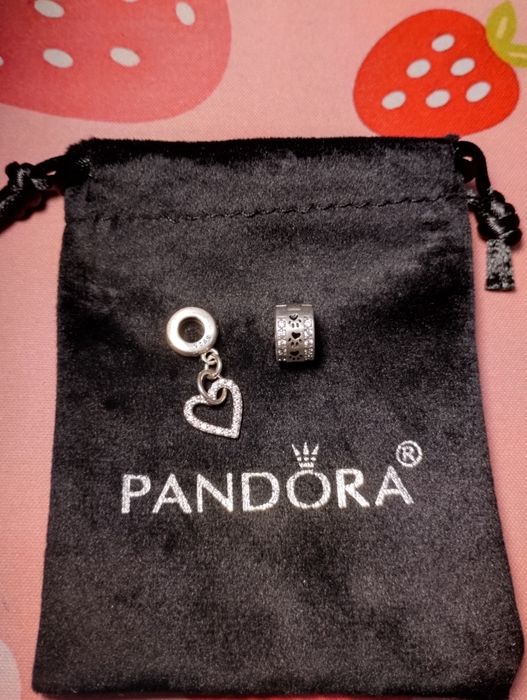 Contas charms com brilhantes para pulseira Pandora Prata 925
