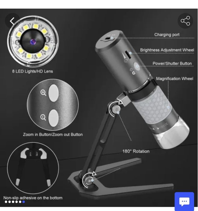 Mikroskop cyfrowy ręczny 4K wifi USB LED bezprzewodowy