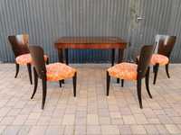 Stół + Krzesła H-214, ART DECO J. Halabala, Czechosłowacja '30, Retro