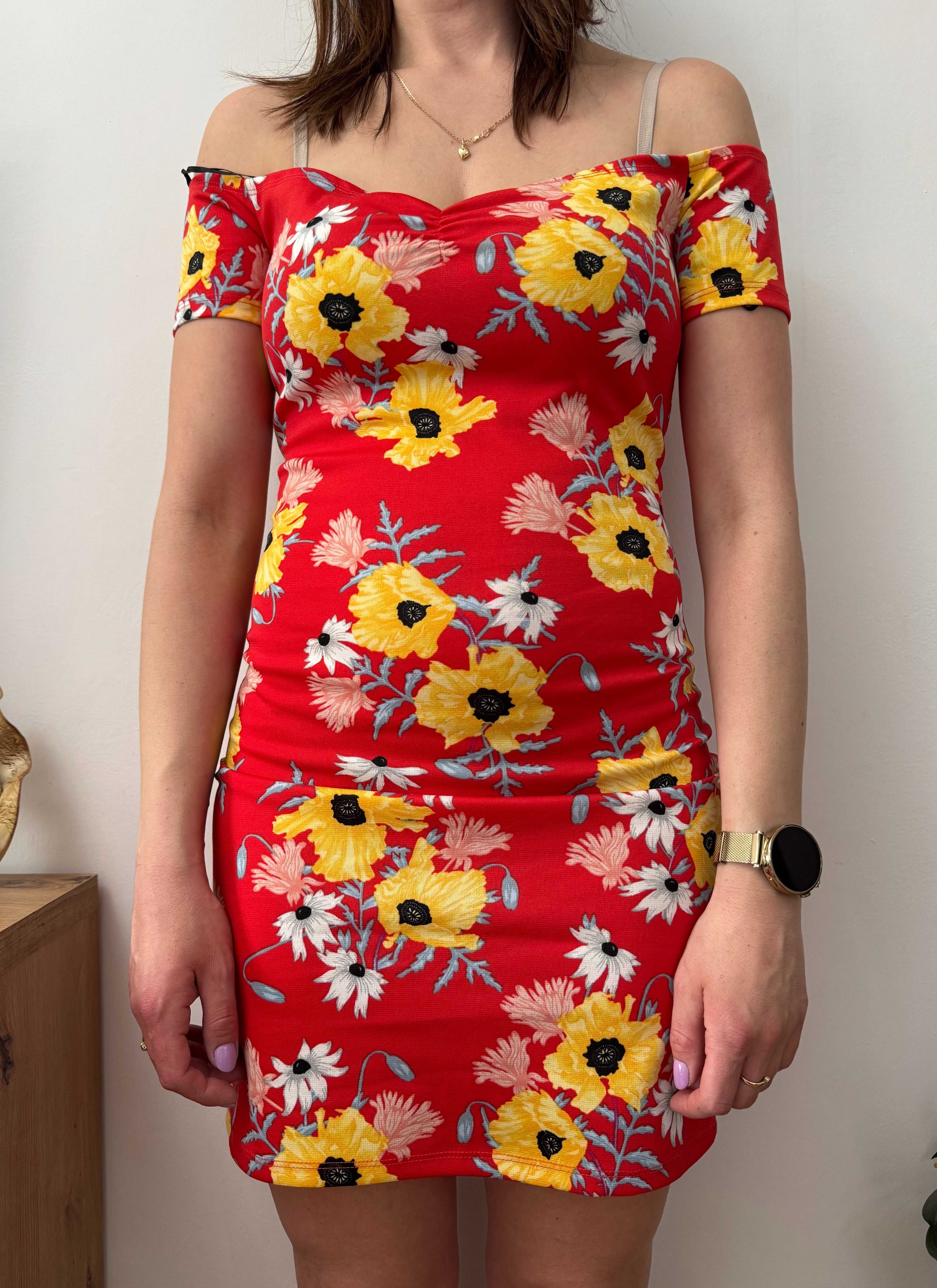 Letnia sukienka sukieneczka na lato hiszpanka w kwiaty floral HM 40 L