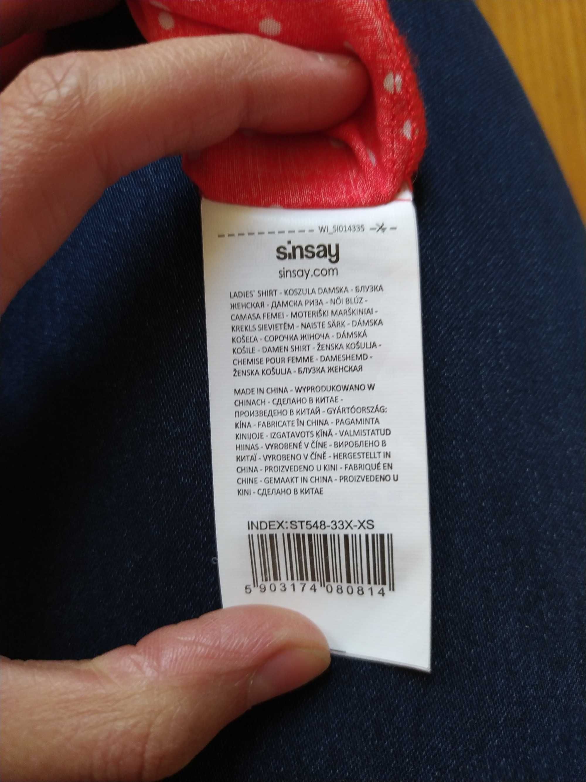 Koszulka, bluzka Sinsay XS czerwona kropki bez rękawów kołnierzyk