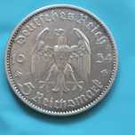 Alemanha III Reich 5 Mark 1934-D, prata