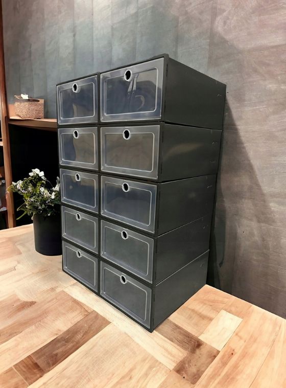 ZESTAW 20x organizer pudełka na buty mocne z klapą pudełko
