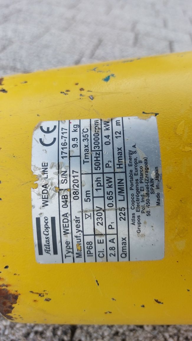Pompa do wody brudnej Atlas Copco Weda 04B zanurzeniowa 230v