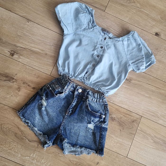 Prześliczny zestaw koszulka spodenki jeans r. 134,140,146 j.nowe Pepco