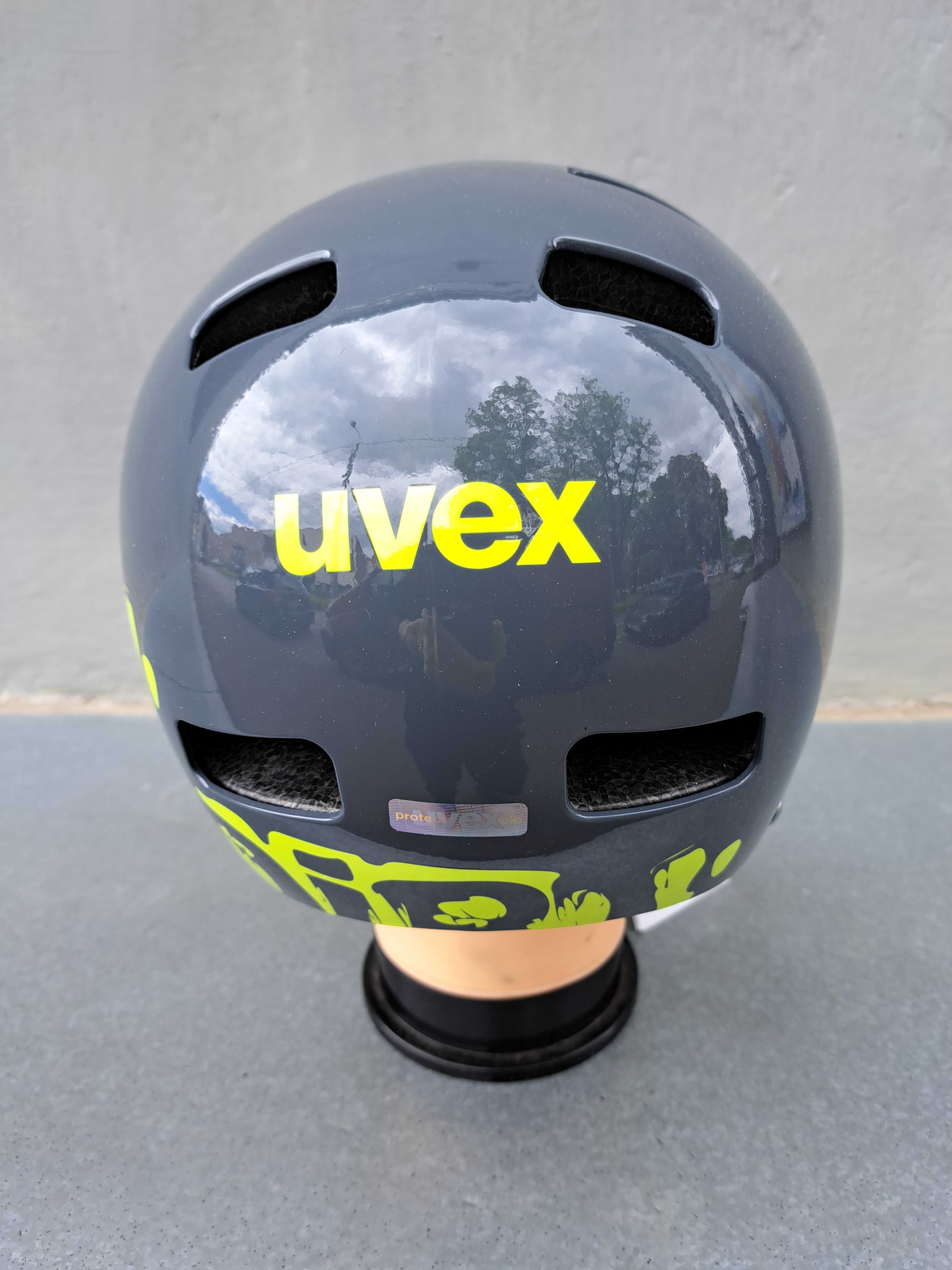 kask rowerowy UVEX Kid 3 dirt grey-lime rozmiar 51- 55 - 58 cm